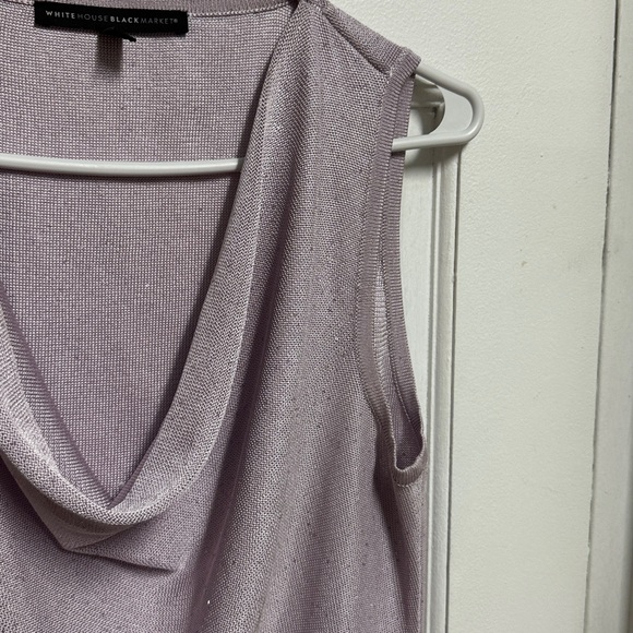 White House Black Market Sparkling Lilac Drape Neck Blouse - Picture 3 of 5